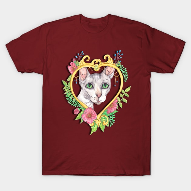 Hairless Sphinx Cat T-Shirt by JenStedman73